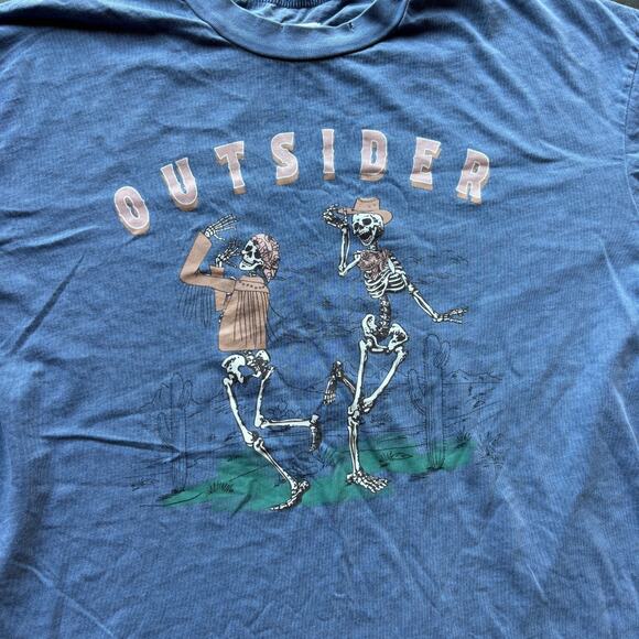 Modish Rebel Outsider Skeleton T-Shirt Women's M Blue Flint Graphic Tee - Picture 2 of 14